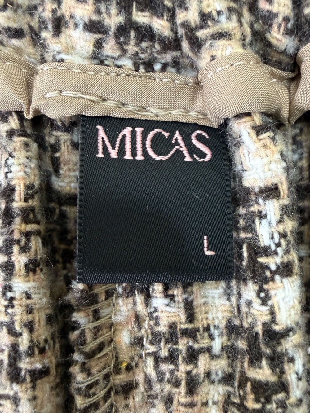 MICAS | Plaid Wide Leg Palazzo Pants Tweed High Rise | Brown | Large - Picture 3 of 12